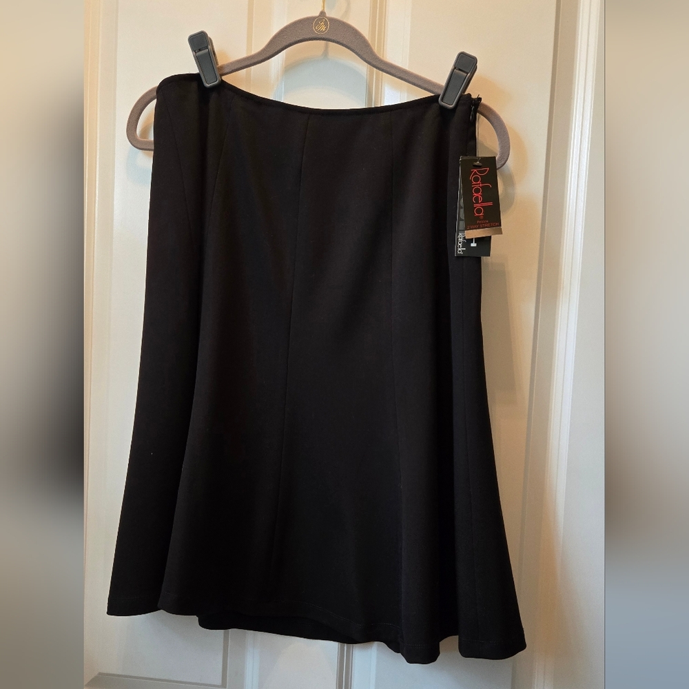 NWT Rafaella 2-Way Stretch Garbardine Black A-line Flare Skirt 10P